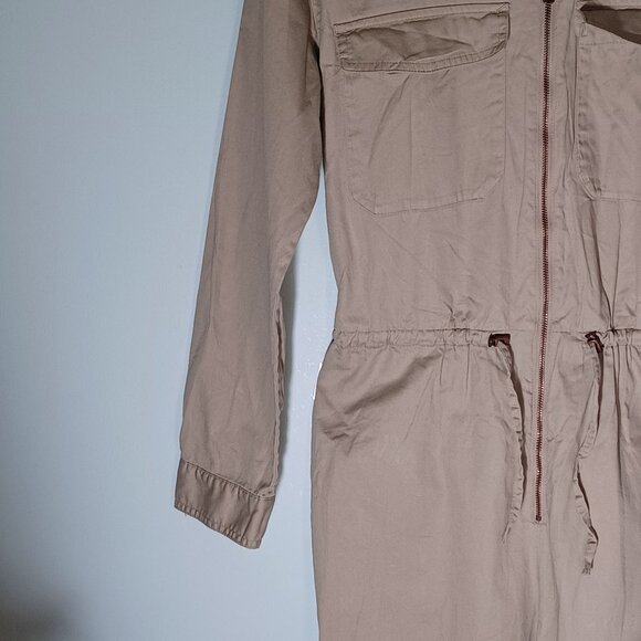 H&M Boiler Suit Womens 8 Beige Coverall Jumpsuit Utility Relaxed Gorpcore - Picture 3 of 10